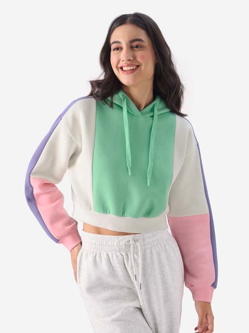 Color block shop crop hoodie