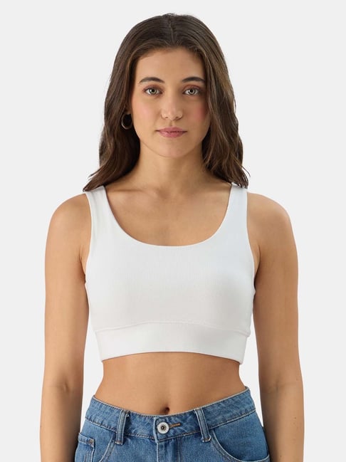 The Souled Store White Cotton Striped Bralette-picture-32