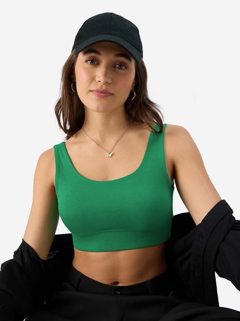 Buy Triumph Green Color-Block Sports Bra for Women's Online @ Tata