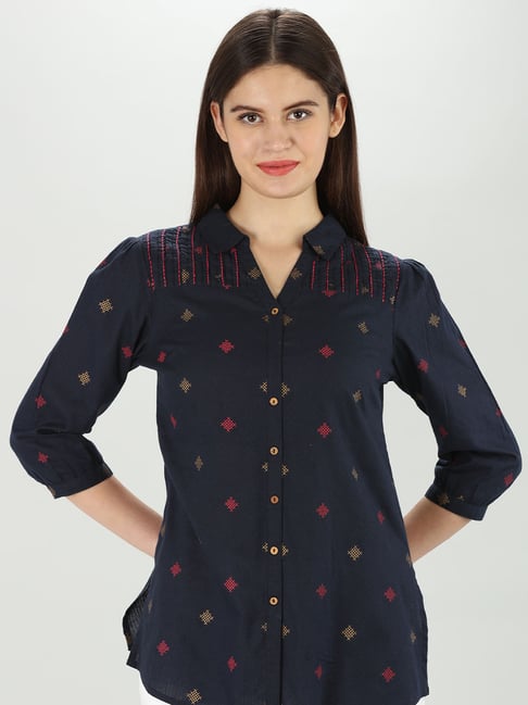Mustard Navy Printed Shirt-picture-27