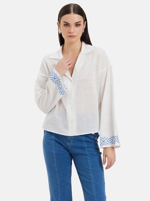 Kazo White Embroidered Shirt-picture-32