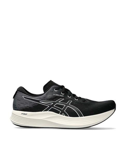 Asics black deals and white trainers