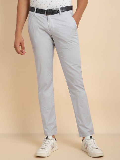 Buy Women Grey Slim Fit Solid Casual Trousers Online - 272062 | Allen Solly