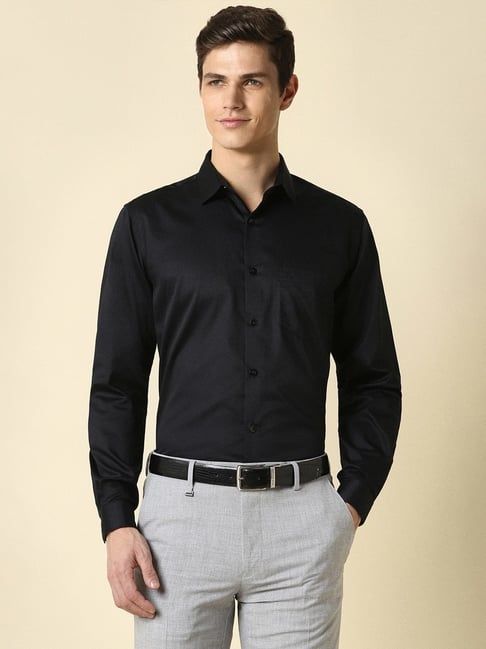Allen Solly Black Cotton Slim Fit Shirt