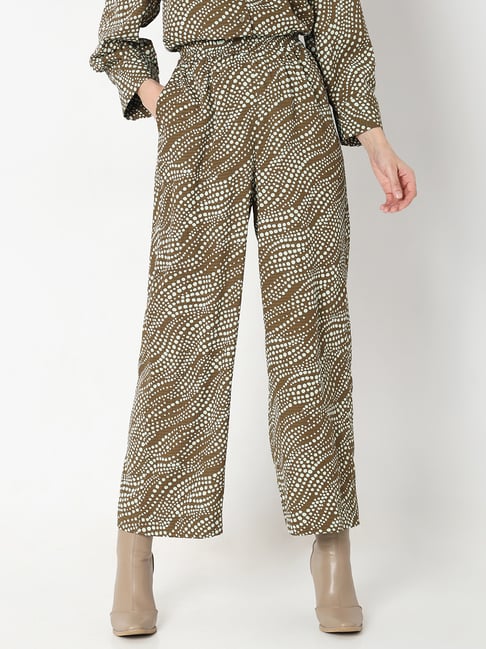 Vero Moda Brown & White Printed High Rise Pants-picture-42