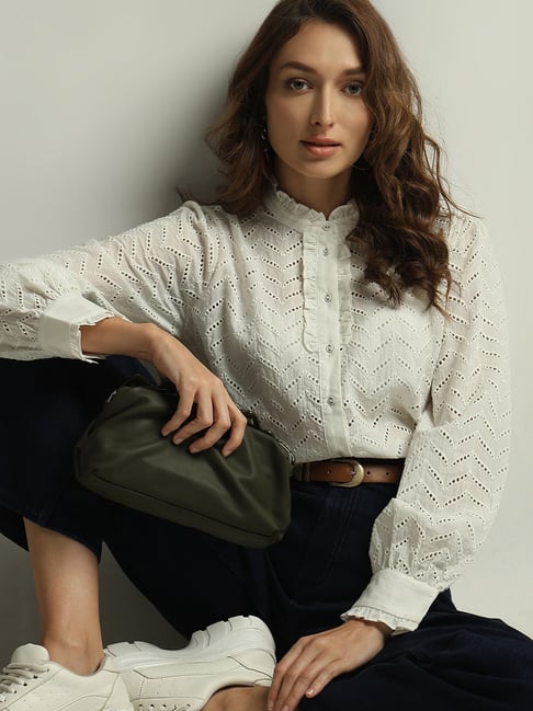 Vero Moda White Cotton Self Design Shirt-picture-33