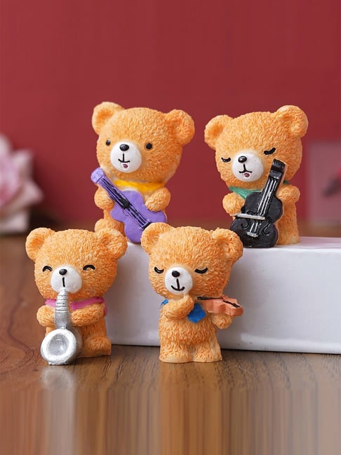 Buy eCraftIndia Solid Polyresin Cute Teddy Bears Set of 4 at Best