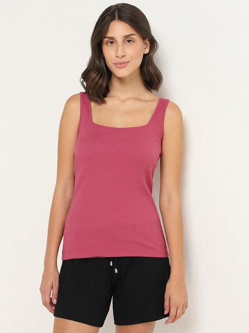 Buy Wunderlove by Westside Dark Pink Ribbed Camisole for Online @ Tata CLiQ