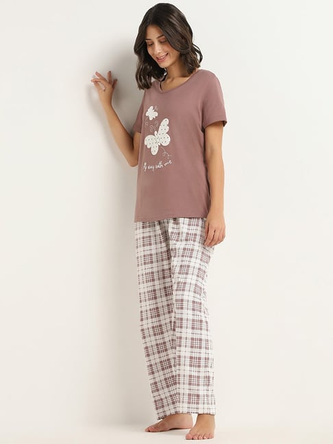 Buy Wunderlove Black Floral Printed Pyjamas from Westside