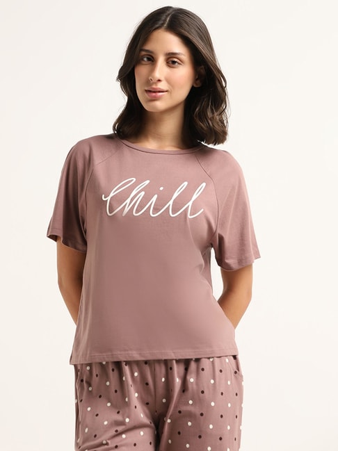 Buy Wunderlove by Westside Brown Contrast Printed T-Shirt for Online @ Tata  CLiQ