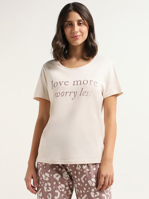 Buy Wunderlove by Westside Cream Contrast Printed T-Shirt for Online @ Tata  CLiQ