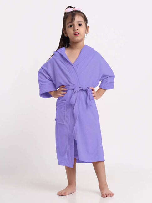 Creeva Melodious Lavender Micro Terry 225 GSM Kids Hooded Bathrobe 4-5 Years With Pocket