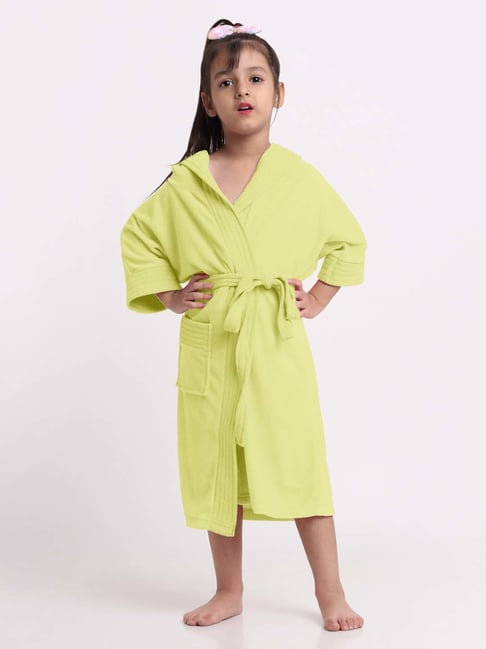 Creeva Melodious Lemon Micro Terry 225 GSM Kids Hooded Bathrobe 4-5 Years With Pocket