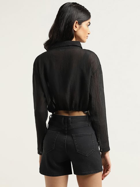 Buy Nuon by Westside Black Crop Shirt for Online @ Tata CLiQ