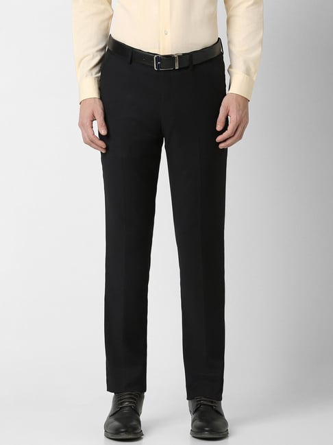 Peter England Black Slim Fit Trousers-picture-24