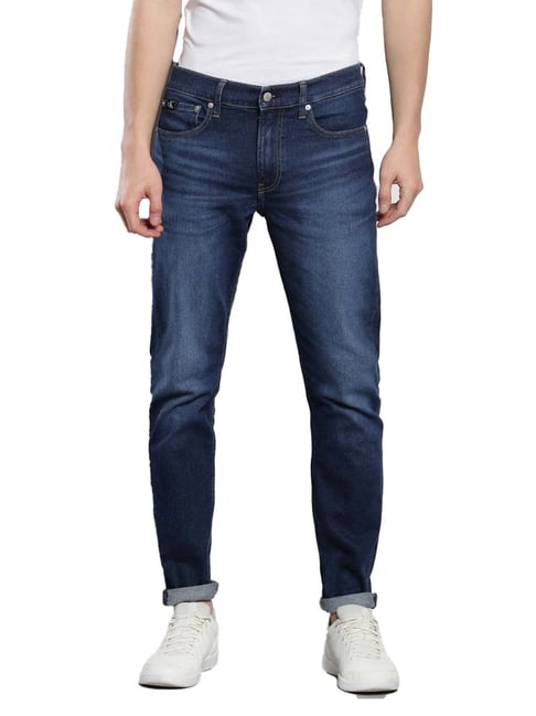 Calvin Klein Dark Blue Cotton Slim Fit Jeans
