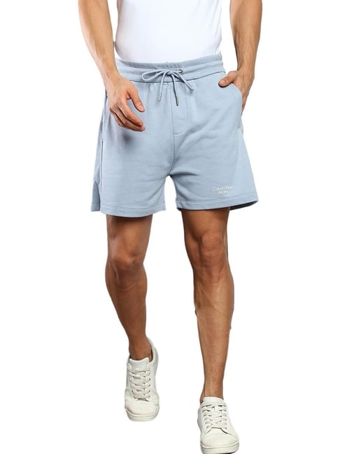 Buy Calvin Klein Silver Sky Cotton Regular Fit Shorts for Mens