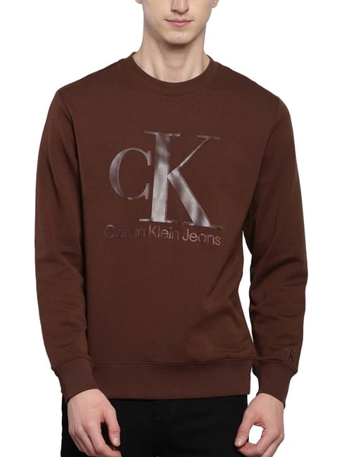 Calvin Klein Dark Chestnut Cotton Regular Fit Printed Sweatshirt-picture-42
