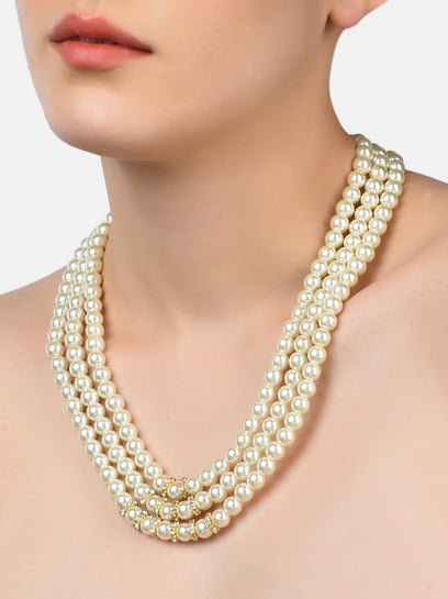 Buy Zaveri Pearls Multilayered Pearls Necklace-ZPFK10490 Online At