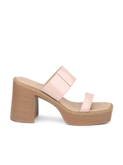 Adrianna Peach Casual Peep-Toe Heel Sandal for Girls
