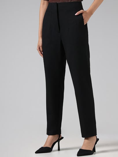 Buy Popwings Formal Regular Fit Black Solid Midrise Women Trouser ! Black  Ankle Length Formal Trousers for Women Online at Best Prices in India -  JioMart.