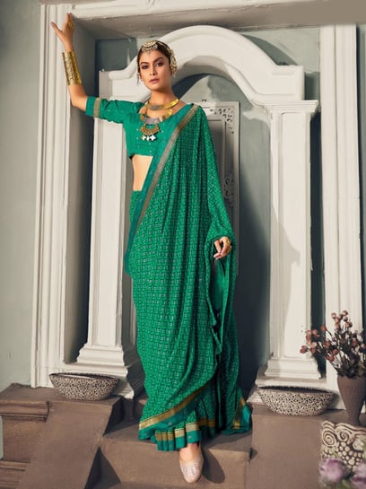 Pure Velvet Designer Green Saree with Heavy Embroidery Work Unstitched  Blouse - manmohitfashion.com – ManMohit Fashion