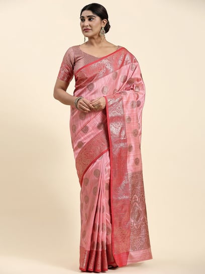 Peach Saree In Cotton Rose Gold at Rs 1499