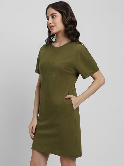 green emerald velvet dress One-Shoulder Graphic T-Shirt Dress main image 1