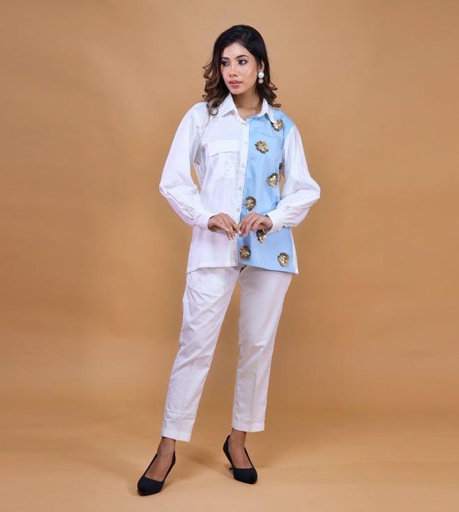 Buy White Summer Top With Pants Set for Women Online @ Tata CLiQ Luxury