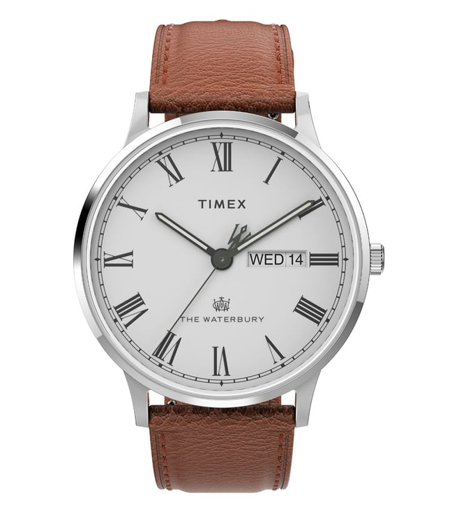 Timex Multi-Function Blue Dial Brown Leather Strap Men'S Watch Tweg185