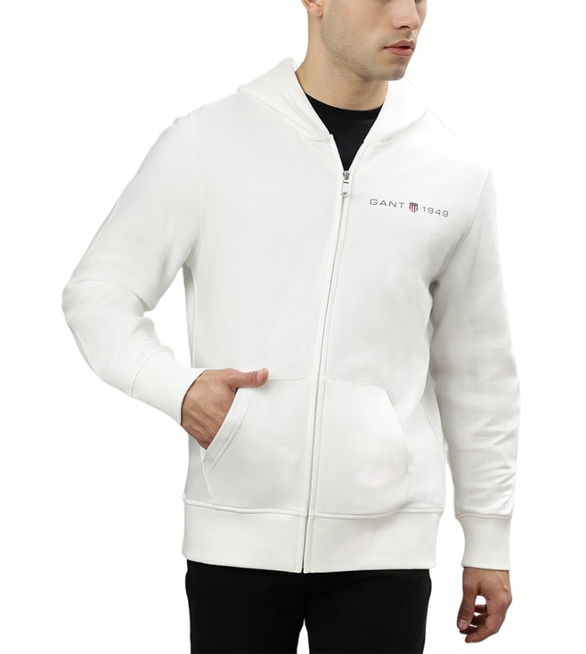 Buy Gant Off White Fashion Hooded Logo Regular Fit Jacket for Men Online @ Tata CLiQ Luxury