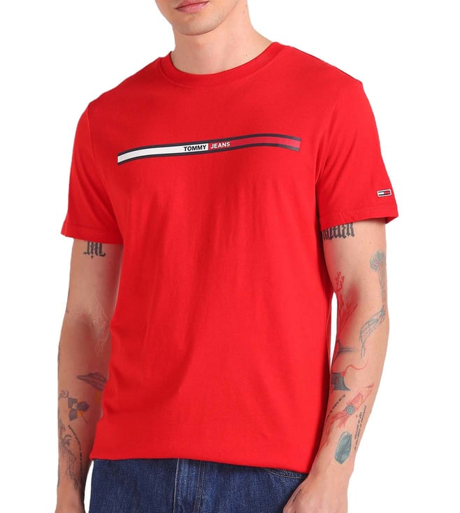 T shirt tommy store jeans rouge