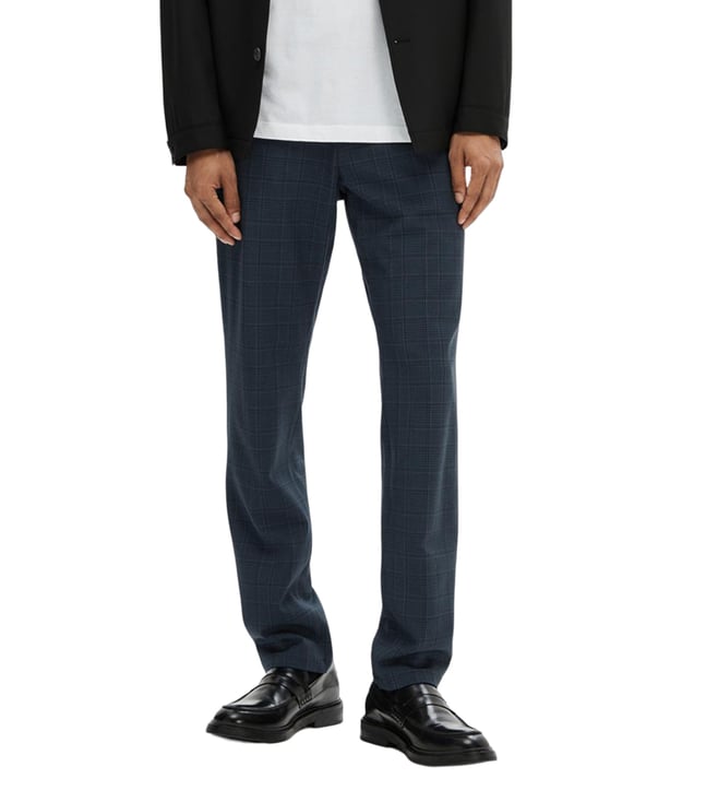 Boggi Milano Slim fit Trousers with creases in Night Blue | ABOUT YOU