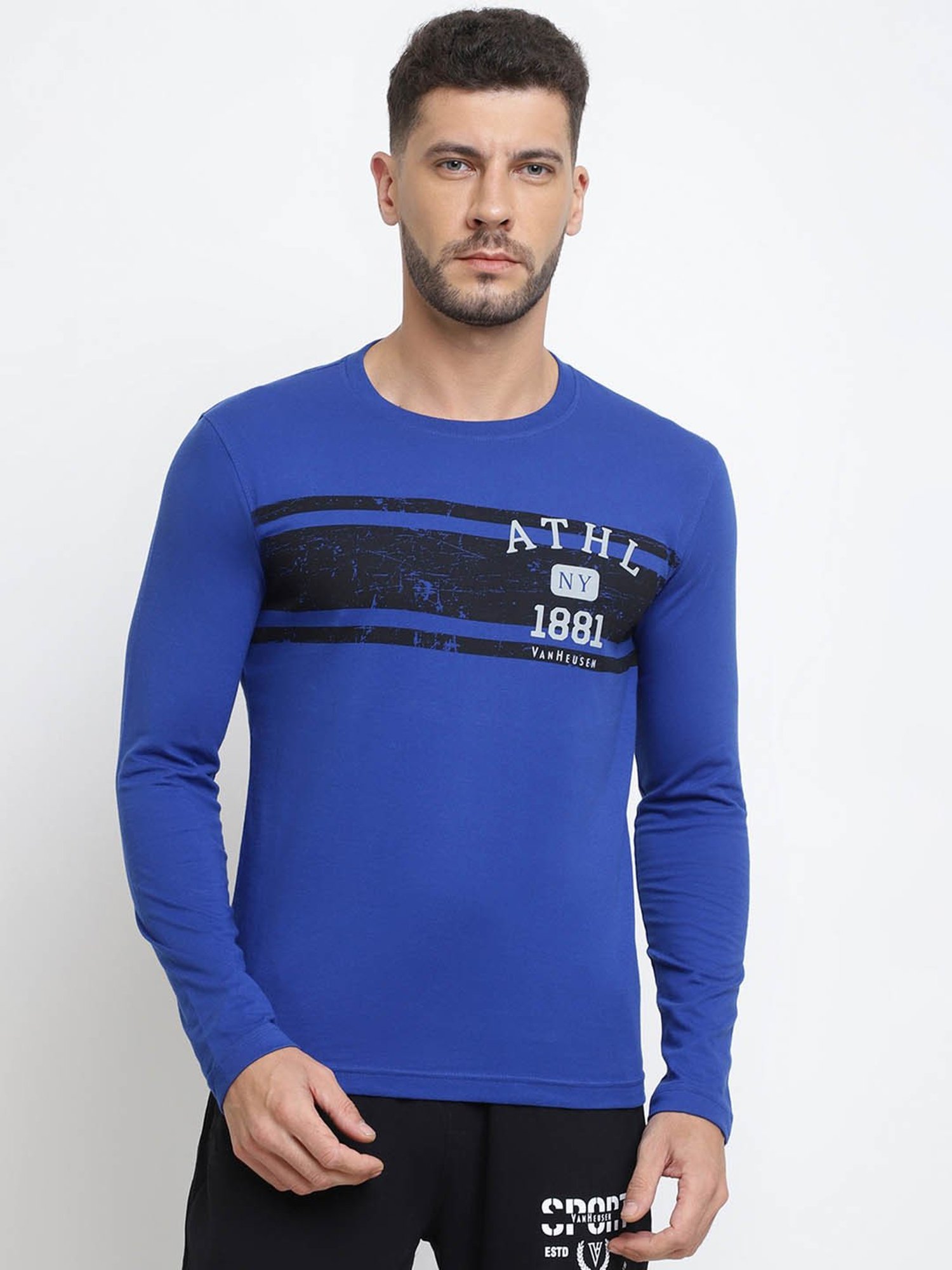 Buy Vh Innerwear Blue Cotton Regular Fit T-Shirt for Mens Online