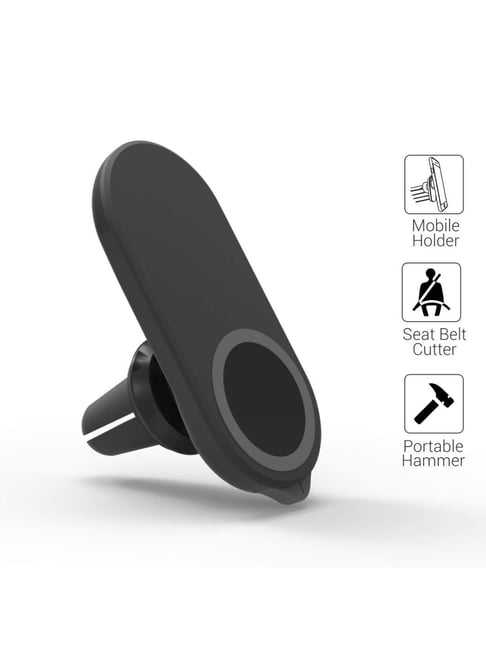 Portronics Clamp A POR-402 Magnetic Air Vent Mount with Safety Cutter and  Hammer (Black)