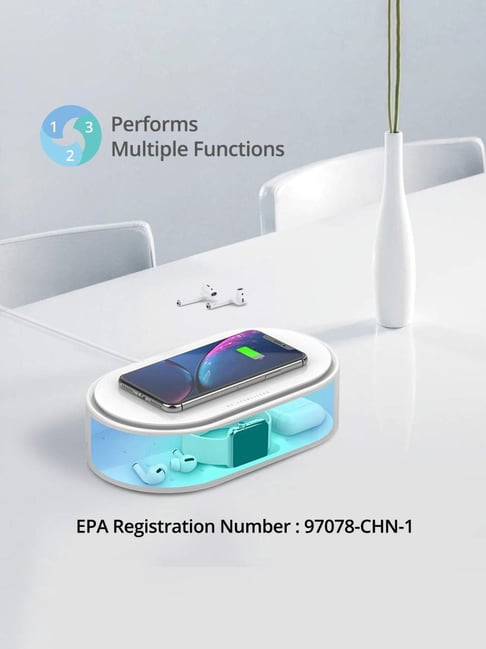 RAEGR Arc 1500 RG10123 UV Sterilizer Capsule Sanitizer Box With Wireless  Charger (White)