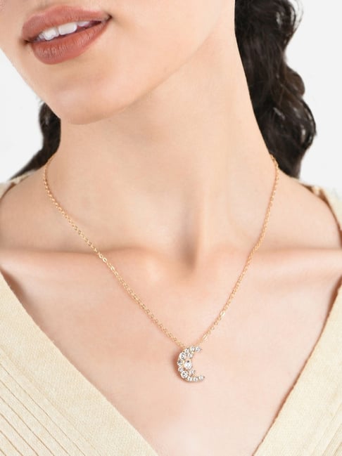 9ct Gold Crescent Moon 'You & Me' Birthstone Necklace | Posh Totty Designs