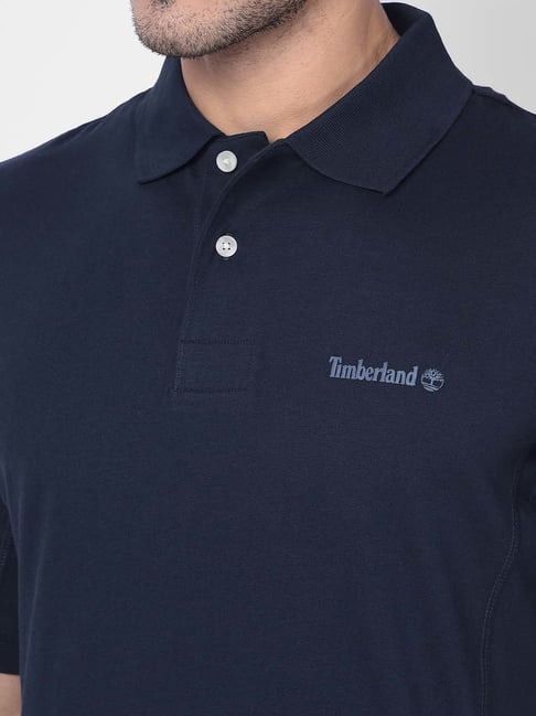 Timberland Navy Regular Fit Logo Print Polo T-Shirt