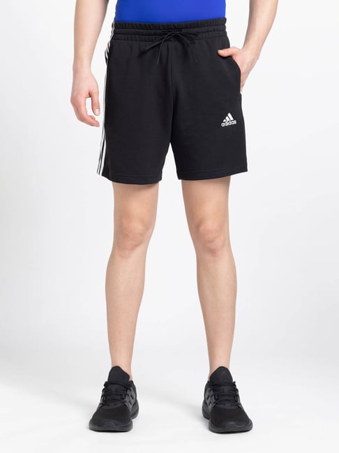 Adidas Black Cotton Regular Fit Striped Sports Shorts-image-47