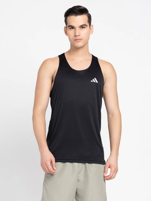 Adidas Black Regular Fit Printed Tank Tee