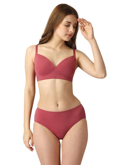 Soie Pink Padded Non-Wired Full Coverage Bra & Panty Set-picture-22