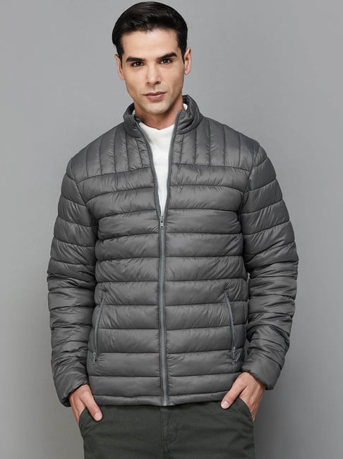 Code by Lifestyle Grey Regular Fit Quilted Quilted Jacket