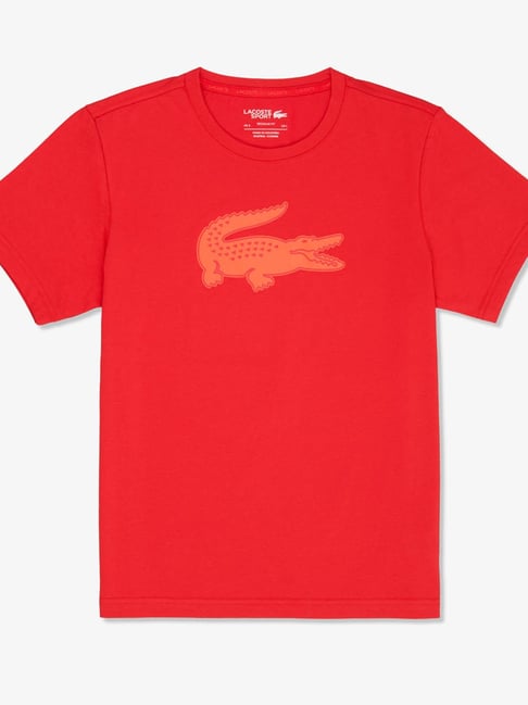 Lacoste Orange Regular Fit Logo Printed T Shirt