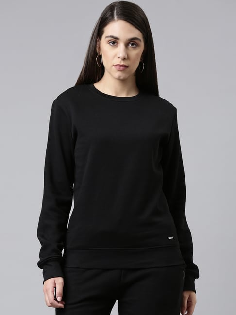 TWIN BIRDS Black Cotton Sweatshirt