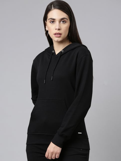 TWIN BIRDS Black Cotton Hoodie
