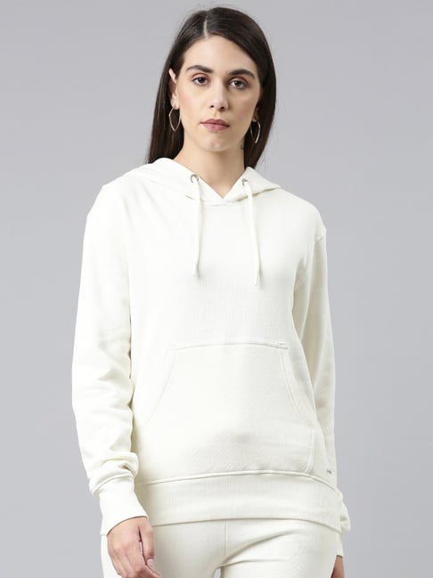 TWIN BIRDS Off-White Cotton Hoodie