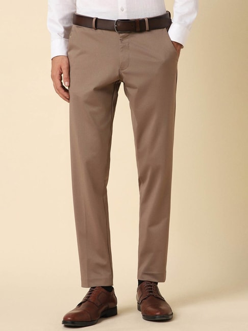 Buy Men Brown Slim Fit Solid Casual Trousers Online - 743162 | Allen Solly