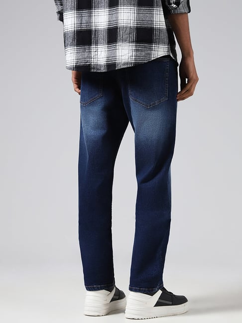 Men's Casual Plaid Jeans Chic Street Style Denim Pants - Temu