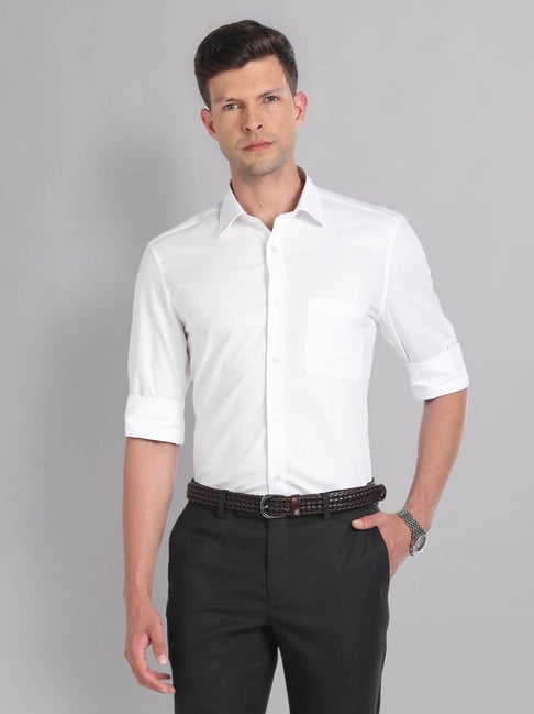 AD by Arvind White Cotton Regular Fit Shirt