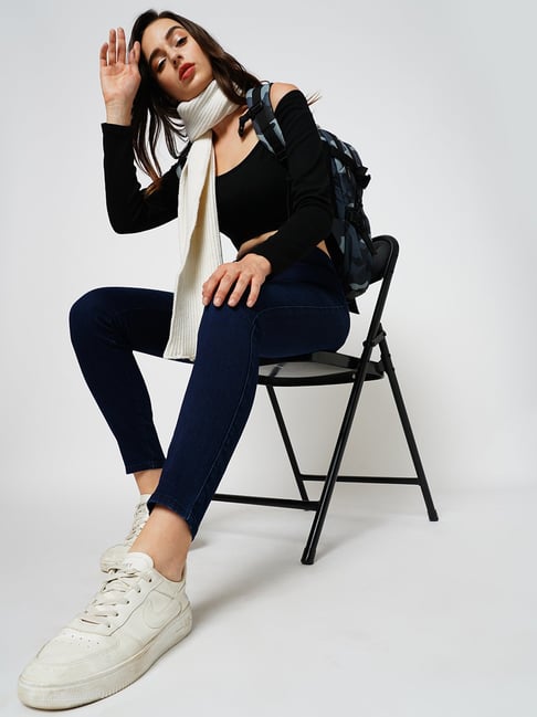 JDY By Only Dark Blue Blended Skinny Fit High Rise Jeans